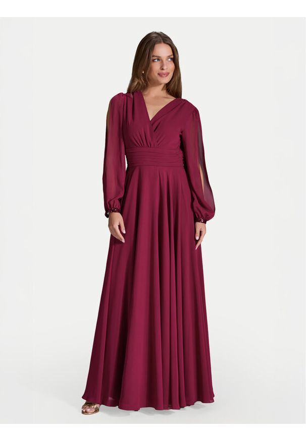 Swing Sukienka wieczorowa 5AI17100 Bordowy Regular Fit. Kolor: czerwony. Materiał: syntetyk. Styl: wizytowy