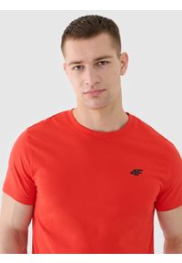 4f - 4F T-shirt regular gładki męski - czerwony XXL. Okazja: na co dzień. Kolor: czerwony. Materiał: dzianina, bawełna, jersey. Długość rękawa: krótki rękaw. Długość: krótkie. Wzór: gładki. Styl: klasyczny, sportowy, casual