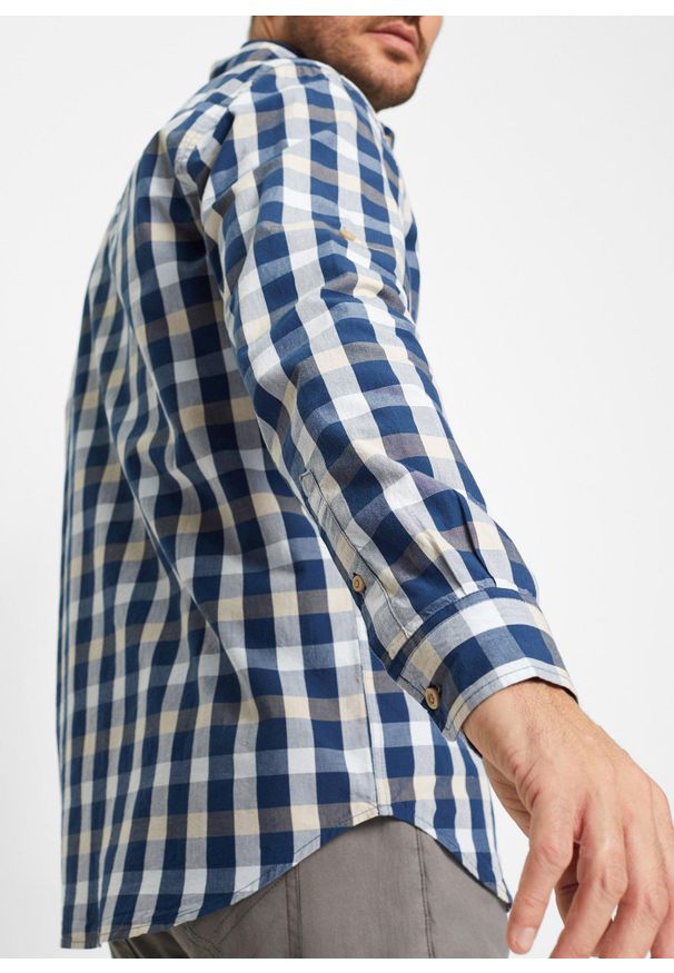 bonprix - Koszula z długim rękawem, z czystej bawełny. Kolor: niebieski. Materiał: bawełna. Długość rękawa: długi rękaw. Długość: długie