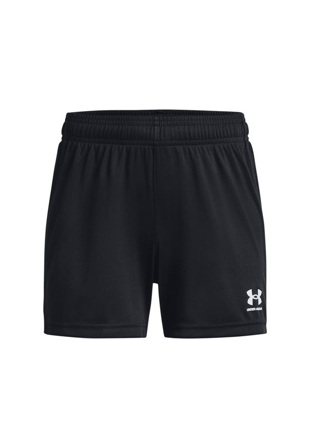 Spodenki piłkarskie dziewczęce Under Armour UA G's Ch. Knit Short - czarne. Kolor: czarny. Materiał: dzianina, materiał, poliester. Wzór: gładki. Sport: piłka nożna