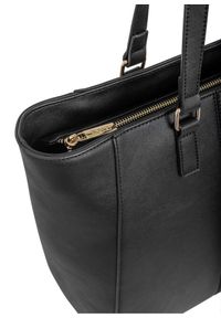 Ochnik - Torebka damska z lampasami i logo. Kolor: czarny. Wzór: aplikacja. Materiał: skórzane. Rodzaj torebki: na ramię #4