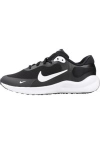 Buty do biegania dla dzieci Nike Revolution 7. Zapięcie: sznurówki. Kolor: czarny, biały, wielokolorowy. Materiał: syntetyk, tkanina, materiał. Szerokość cholewki: normalna. Model: Nike Revolution. Sport: bieganie