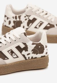 Born2be - Czarno-Białe Sneakersy z Geometrycznym Wzorem Adelnaria. Okazja: na co dzień. Kolor: czarny. Materiał: jeans. Wzór: geometria #5
