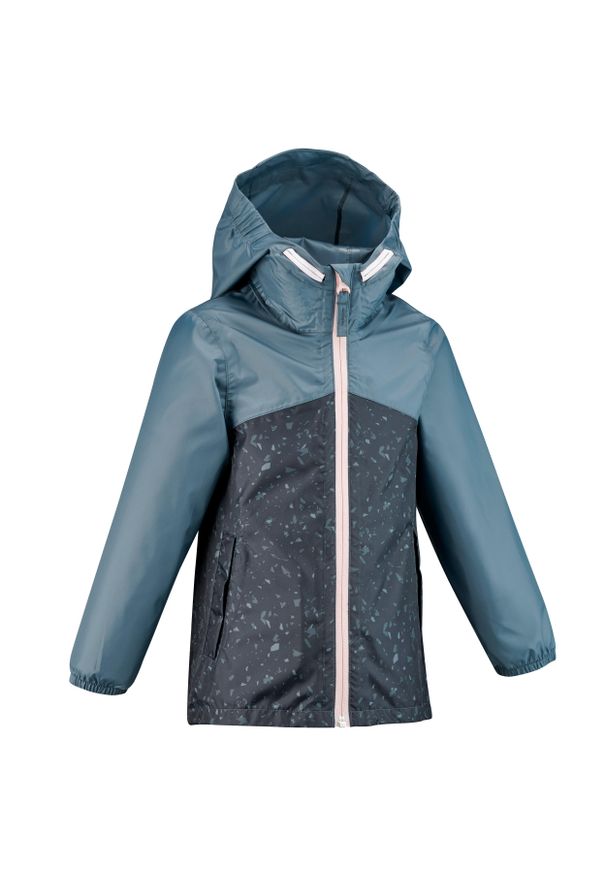 quechua - Kurtka turystyczna dla dzieci Quechua MH100 wodoodporna. Okazja: na uczelnię. Kolor: niebieski. Materiał: poliester, materiał. Sezon: lato. Styl: sportowy. Sport: turystyka piesza