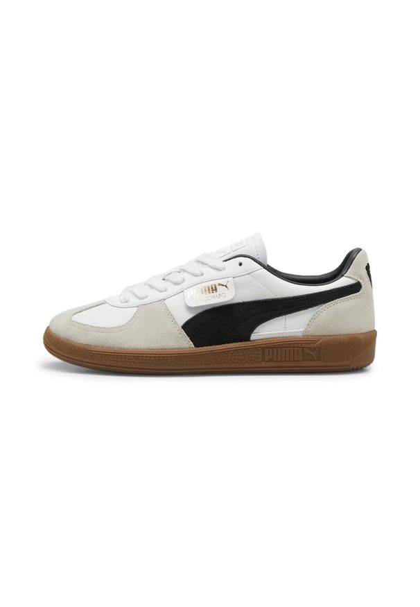 Trenerzy ze skóry Puma Palermo. Kolor: biały. Materiał: materiał, zamsz, syntetyk, guma, skóra. Sport: turystyka piesza