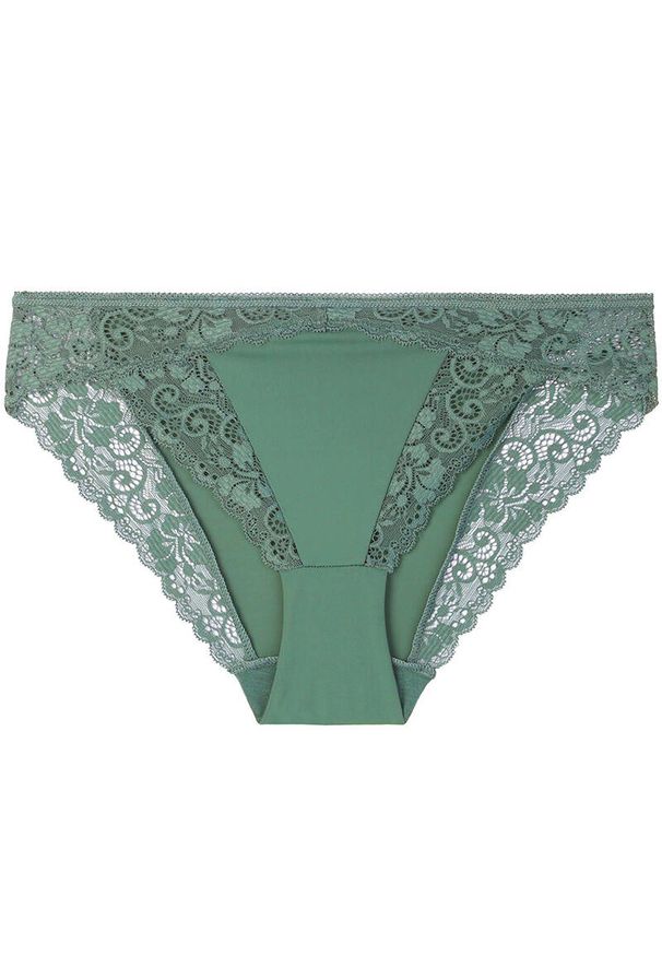 Zielone Figi Damskie Moraj W Ozdobnym pudełku. Kolor: zielony. Materiał: tkanina, materiał, koronka. Wzór: aplikacja