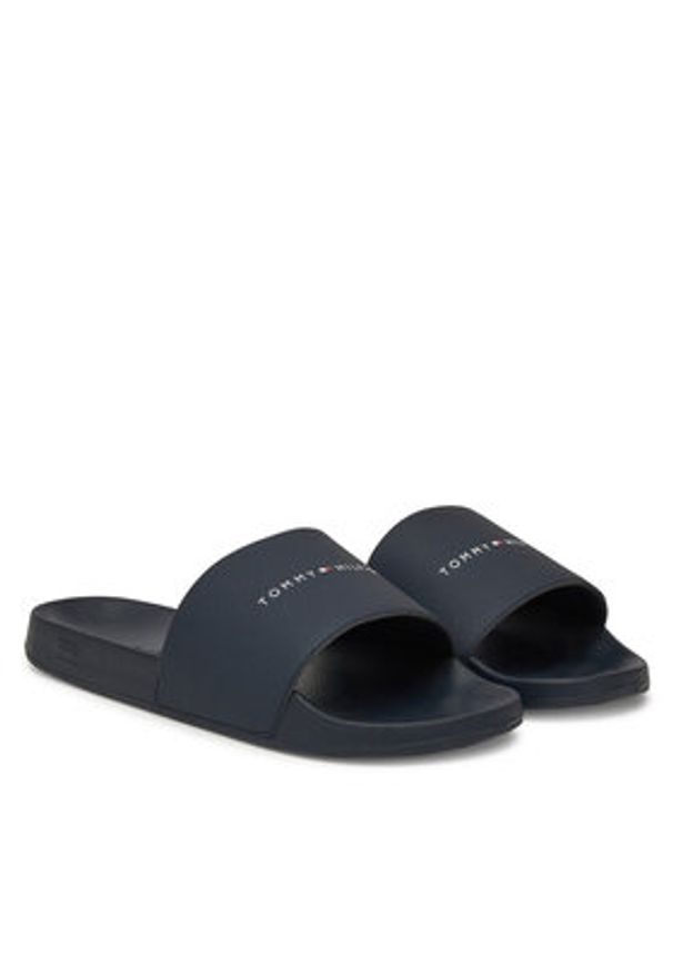 TOMMY HILFIGER - Tommy Hilfiger Klapki Hilifger Nyc Pool Slide FM0FM05432 Granatowy. Kolor: niebieski. Materiał: skóra