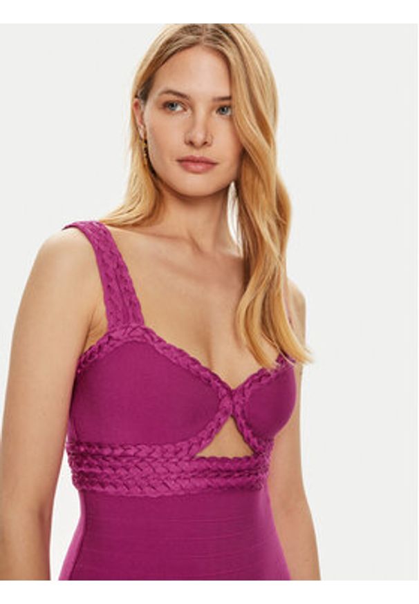 Guess Sukienka koktajlowa W4YK51 Z2XY0 Fioletowy Bodycon Fit. Kolor: fioletowy. Materiał: wiskoza. Typ sukienki: bodycon. Styl: wizytowy