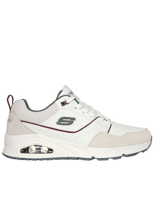 skechers - Buty Skechers Uno Retro One 183020WGR - białe. Kolor: biały. Materiał: dresówka, guma, syntetyk, zamsz, materiał, skóra, jeans. Szerokość cholewki: normalna. Model: Skechers Sport. Sport: turystyka piesza
