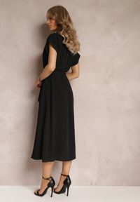 Renee - Czarna Koszulowa Sukienka z Krótkimi Rękawami i Wiązanym Paskiem Denalia. Kolor: czarny. Długość rękawa: krótki rękaw. Typ sukienki: koszulowe #5