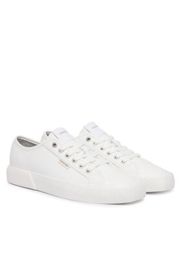 Calvin Klein Trampki Vulc Lace Up Low Lth HW0HW03077 Biały. Kolor: biały. Materiał: skóra