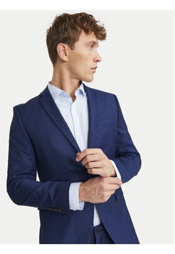Jack & Jones Marynarka Solaris 12141107 Niebieski Slim Fit. Kolor: niebieski. Materiał: syntetyk
