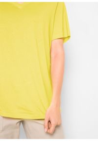 Długi shirt z dekoltem w szpic (5 sztuk), krótki rękaw bonprix łososiowy pomarańczowy + lazurowy + jasna limonka + szmaragdowy + biały. Kolor: pomarańczowy. Długość rękawa: krótki rękaw. Długość: krótkie #4