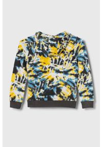 Guess bluza bawełniana dziecięca kolor żółty z kapturem wzorzysta. Typ kołnierza: kaptur. Kolor: żółty. Materiał: bawełna. Wzór: aplikacja #3