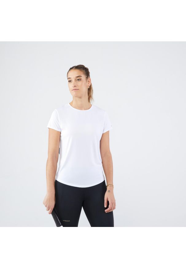 ARTENGO - Koszulka tenisowa z okrągłym dekoltem damska Artengo Dry Essential 100. Kolor: biały. Materiał: materiał, poliester. Sport: tenis