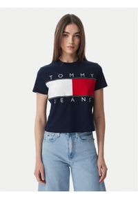 Tommy Jeans T-Shirt Flag DW0DW22818 Granatowy Regular Fit. Kolor: niebieski. Materiał: bawełna #1