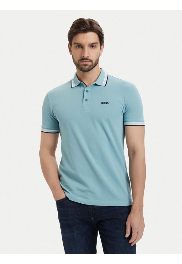BOSS Polo Paddy 50469055 Turkusowy Regular Fit. Typ kołnierza: polo. Kolor: turkusowy. Materiał: bawełna