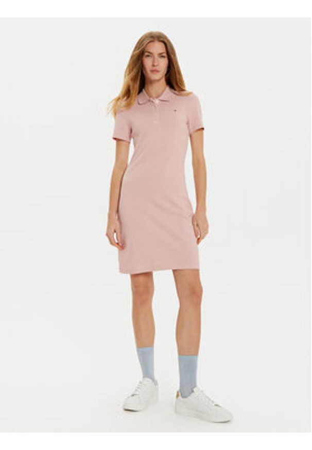 TOMMY HILFIGER - Tommy Hilfiger Sukienka codzienna 1985 WW0WW43228 Różowy Slim Fit. Okazja: na co dzień. Kolor: różowy. Materiał: bawełna. Typ sukienki: proste. Styl: casual