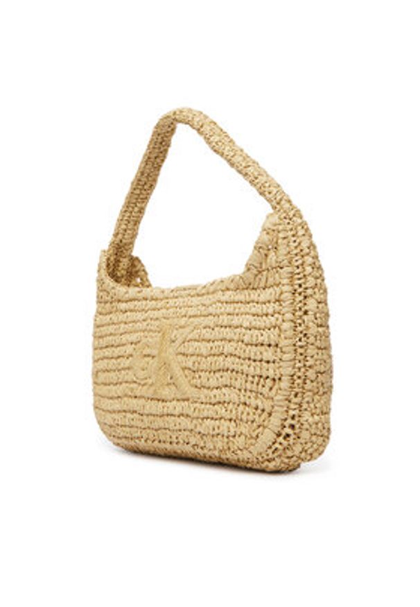 Calvin Klein Torebka Bold Ck Raffia Sm Shoulder Bag LV04F3449G Brązowy. Kolor: brązowy