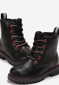 Born2be - Czerwone Botki Metaliczne Jaylee. Wysokość cholewki: za kostkę. Zapięcie: zamek. Kolor: czarny. Szerokość cholewki: normalna. Styl: elegancki