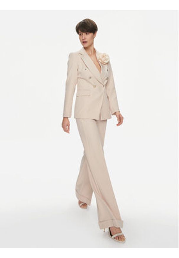 Maryley Spodnie materiałowe 24EB537/43GE Beżowy Relaxed Fit. Kolor: beżowy. Materiał: syntetyk