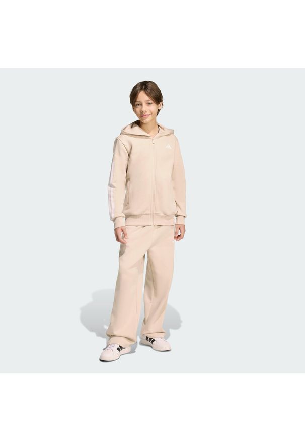 Adidas - Dres z kapturem dla dzieci Fleece. Okazja: na uczelnię. Kolor: biały. Materiał: dresówka. Styl: sportowy