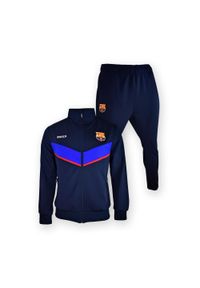 Dres piłkarski dla chłopców FC Barcelona Chandal Barca Iconic Junior granatowy. Kolor: niebieski. Materiał: dresówka. Sport: piłka nożna