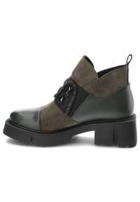 Zielone Eleganckie Botki Damskie Armodo. Kolor: zielony. Materiał: skóra, jeans, materiał. Sezon: jesień. Styl: elegancki #5