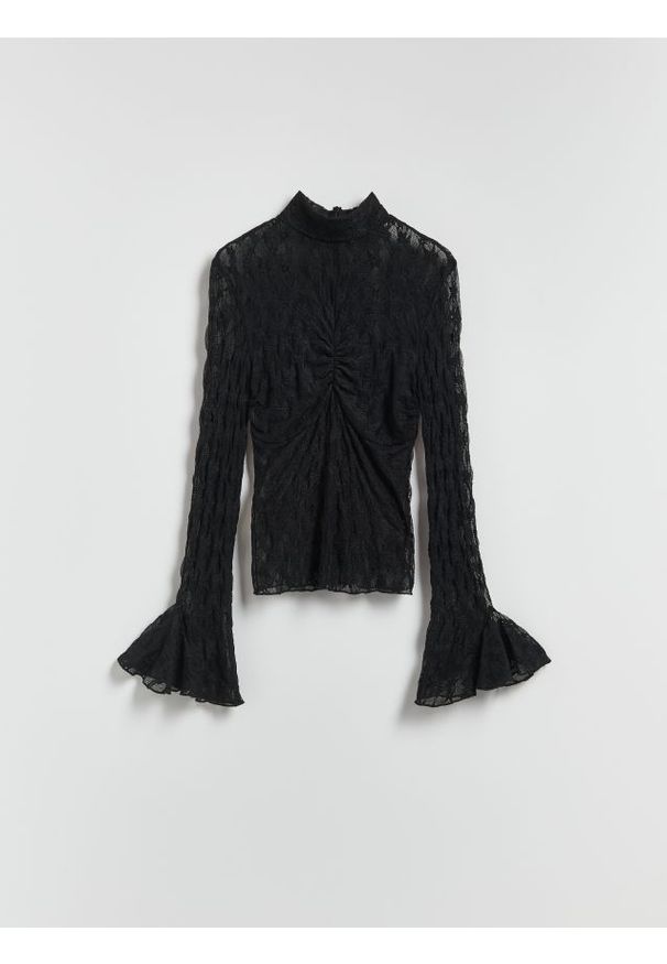 Reserved - Koronkowa bluzka - czarny. Kolor: czarny. Materiał: koronka