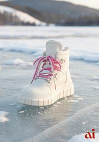 Renee - Beżowe Śniegowce Vices na Platformie z Tłoczeniem Anorrise. Okazja: na spacer. Kolor: beżowy. Materiał: jeans, puch. Sezon: zima. Obcas: na platformie. Styl: elegancki #1