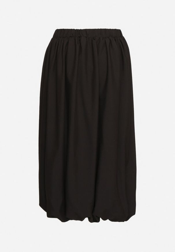 Born2be - Czarna Spódnica z Wiskozą w Stylu Bombki Dennielle. Okazja: na co dzień, na imprezę. Kolor: czarny. Materiał: wiskoza. Styl: elegancki, casual