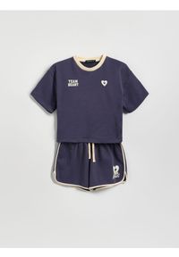 Reserved - Komplet z kontrastowymi wstawkami - granatowy. Kolor: niebieski. Materiał: bawełna #1