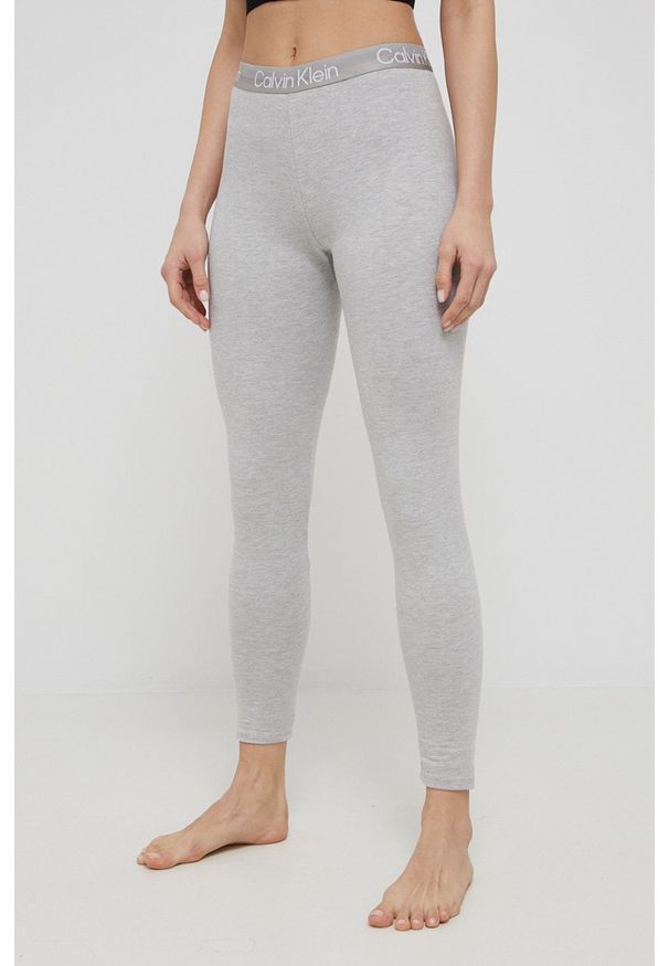 Calvin Klein Underwear Legginsy piżamowe damskie kolor szary z nadrukiem. Kolor: szary. Materiał: dzianina. Wzór: nadruk