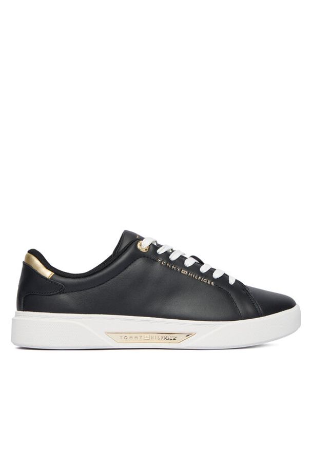 TOMMY HILFIGER - Tommy Hilfiger Sneakersy Essential Chic Court Sneaker FW0FW09019 Czarny. Kolor: czarny. Materiał: skóra
