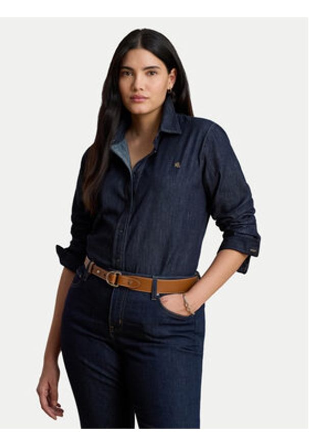 Lauren Ralph Lauren - LAUREN RALPH LAUREN Koszula jeansowa 200B20825001 Granatowy Regular Fit. Kolor: niebieski. Materiał: bawełna