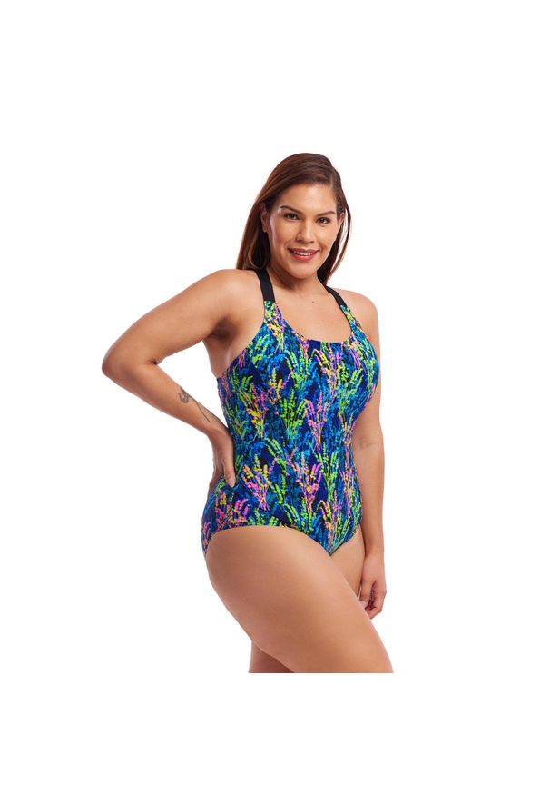 Strój do pływania z miseczkami FUNKITA Midnight Meadow - Brace Me Back. Kolor: niebieski