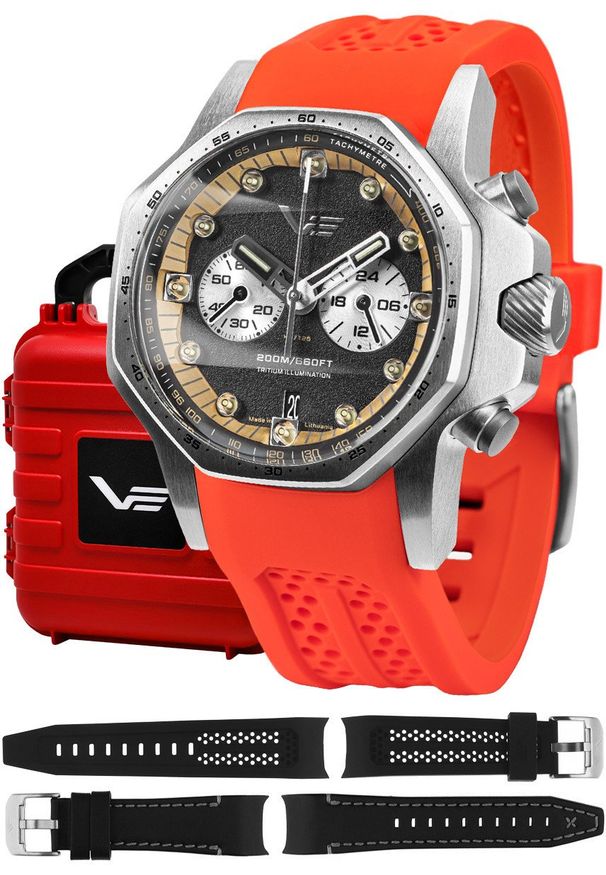 Zegarek męski Vostok Europe VK64-640A698SR czerwony. Kolor: czerwony