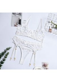 Intica - Komplet bielizny z kwiatowym haftem elegancki i wygodny Changok. Kolor: biały. Materiał: tkanina. Wzór: kwiaty, haft