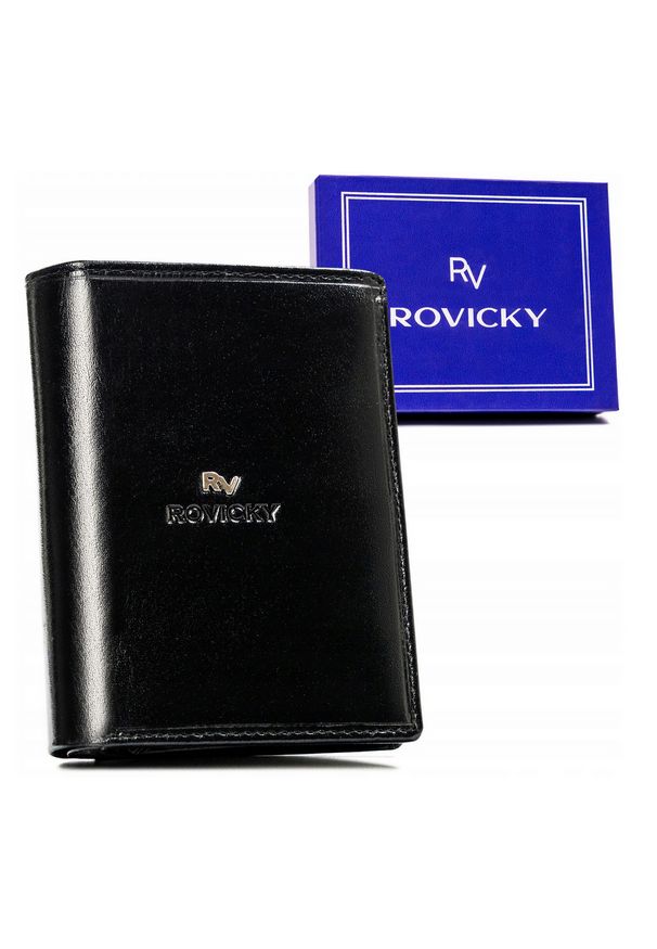 ROVICKY - Portfel skórzany Rovicky RV-75699-BCA czarny. Kolor: czarny. Materiał: skóra