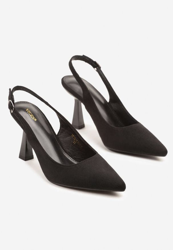 Born2be - Czarne Sandały Slingback Vices na Obcasie Typu Klepsydra Loresall. Okazja: na co dzień. Kolor: czarny. Obcas: na obcasie. Styl: casual, elegancki, klasyczny. Wysokość obcasa: średni