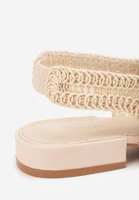 Renee - Beżowe Balerinki Slingback VICES z Cholewką z Plecionki Lilinova. Kolor: beżowy. Materiał: len. Szerokość cholewki: normalna. Styl: boho, elegancki #4