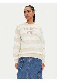 Tommy Jeans Bluza Ess Logo DW0DW19041 Beżowy Relaxed Fit. Kolor: beżowy. Materiał: bawełna #1