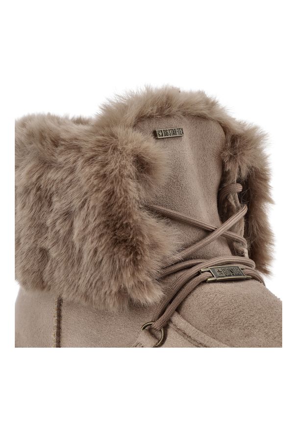 Big-Star - Beżowe Śniegowce Big Star Ocieplane Obuwie Damskie. Okazja: na co dzień. Kolor: beżowy. Materiał: futro, zamsz. Szerokość cholewki: normalna. Sezon: zima. Styl: casual, elegancki