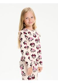 Sinsay - Koszulka z długimi rękawami z prążkowanej dzianiny Minnie Mouse - różowy. Kolor: różowy. Materiał: dzianina, prążkowany. Długość rękawa: długi rękaw. Długość: długie. Wzór: motyw z bajki