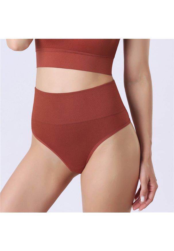 Intica - Stringi modelujące z wysokim stanem elastyczne na co dzień Maiu. Stan: podwyższony. Kolor: brązowy. Materiał: materiał, tkanina