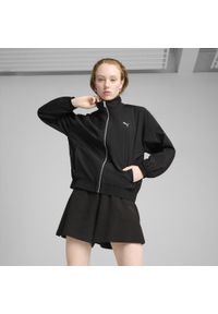 Puma - Damska kurta Style PUMA Black. Typ kołnierza: kołnierzyk stójkowy. Kolor: czarny. Materiał: guma. Wzór: nadruk. Sport: bieganie