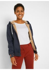 bonprix - Bluza rozpinana z kapturem, na podszewce z polaru baranka. Typ kołnierza: kaptur. Kolor: szary. Materiał: polar #1