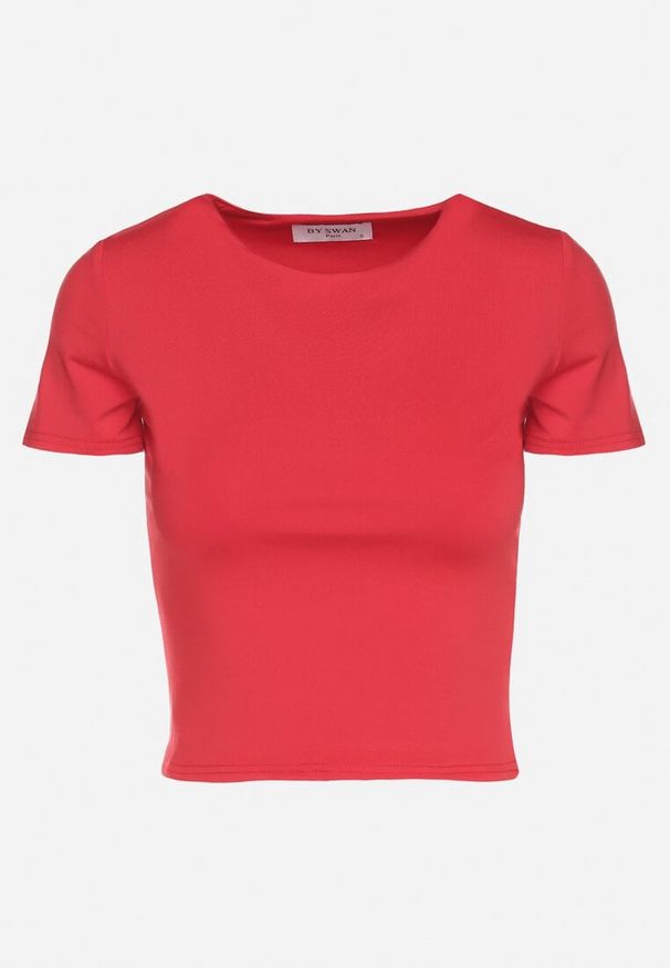 Born2be - Czerwony T-shirt Krótki z Wiskozą Eframera. Okazja: na co dzień. Kolor: czerwony. Materiał: wiskoza. Długość: krótkie. Styl: klasyczny, elegancki, casual