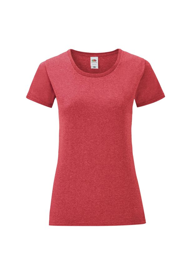 FRUIT OF THE LOOM - Koszulka Damska Iconic Heather T-shirt. Kolor: czerwony. Sport: turystyka piesza