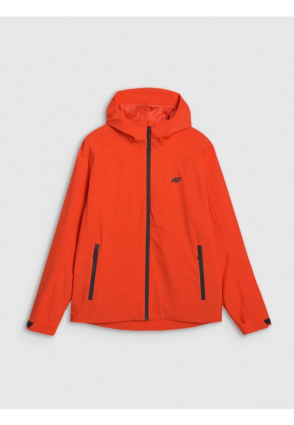 4f - 4F Kurtka przejściowa membrana 5000 męska - czerwona S. Okazja: na co dzień. Typ kołnierza: kaptur. Kolor: czerwony. Materiał: dzianina, tkanina, syntetyk, materiał, poliester. Wzór: gładki. Styl: casual, klasyczny, sportowy